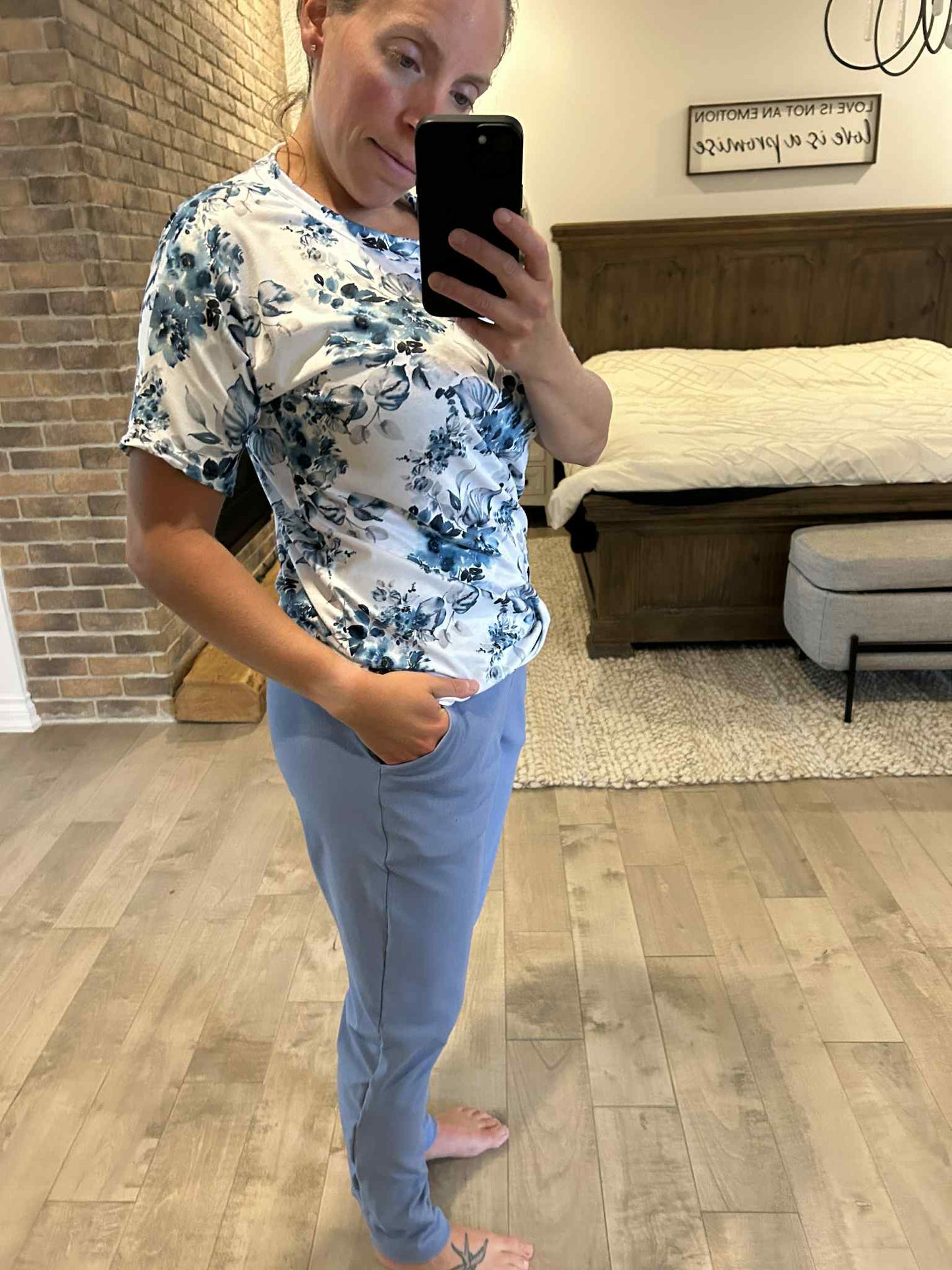 Jogging simili jeans bleu pâle