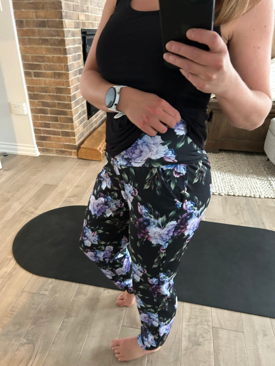 jogging fleuri mauve