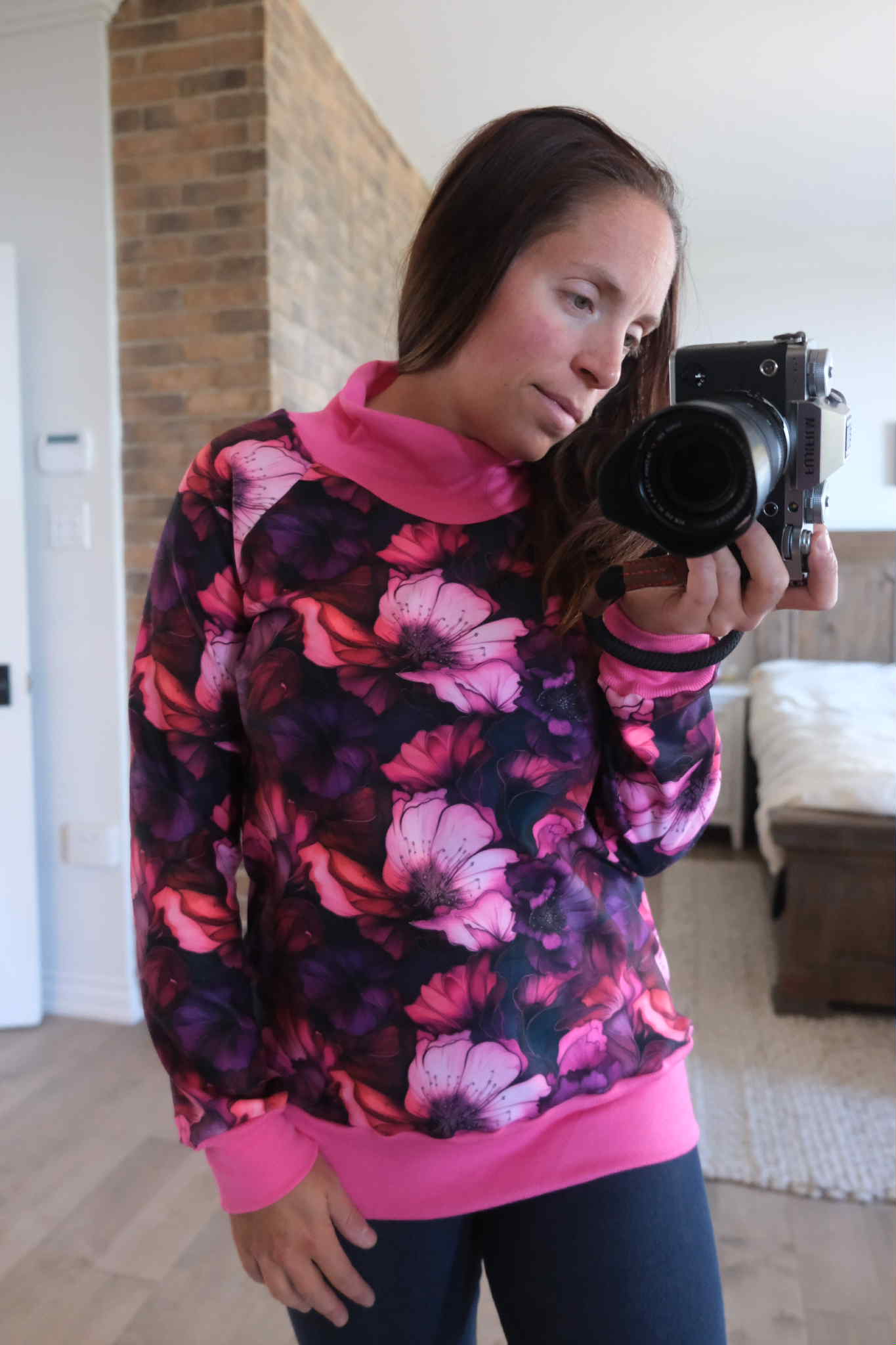 Tunique squish fleuri rose