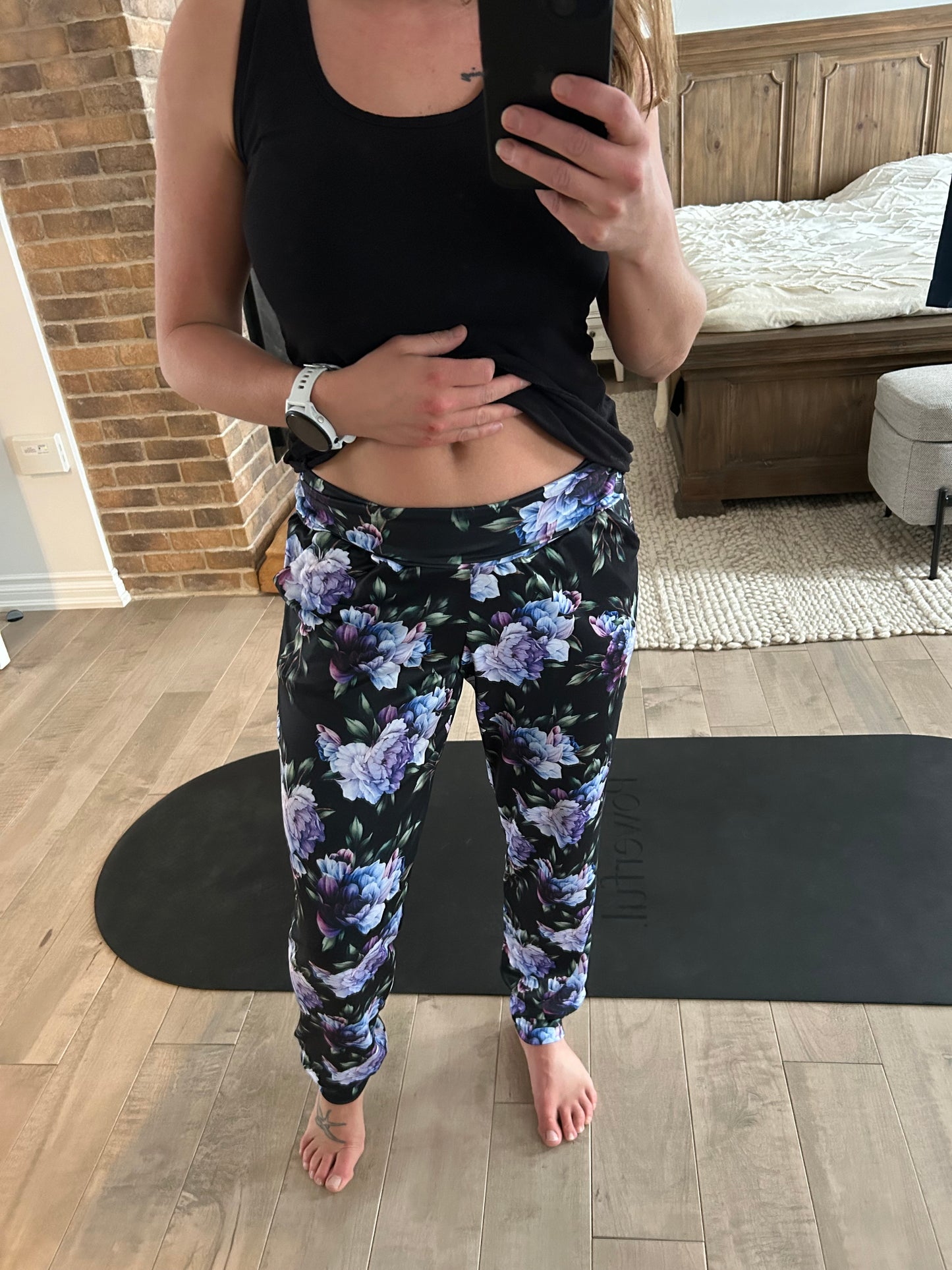 jogging fleuri mauve