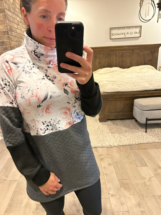 tunique matelassé et manche suédine