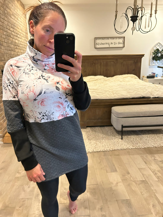 tunique matelassé et manche suédine