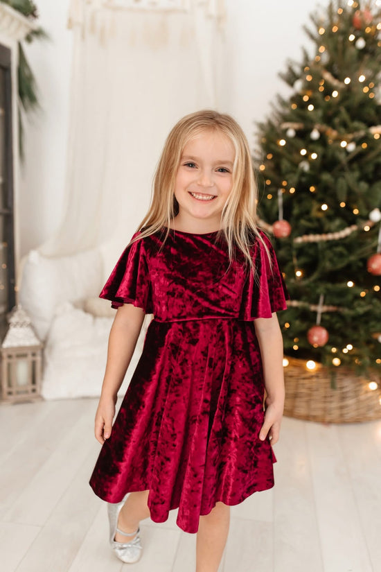 robe enfant velour rouge vin