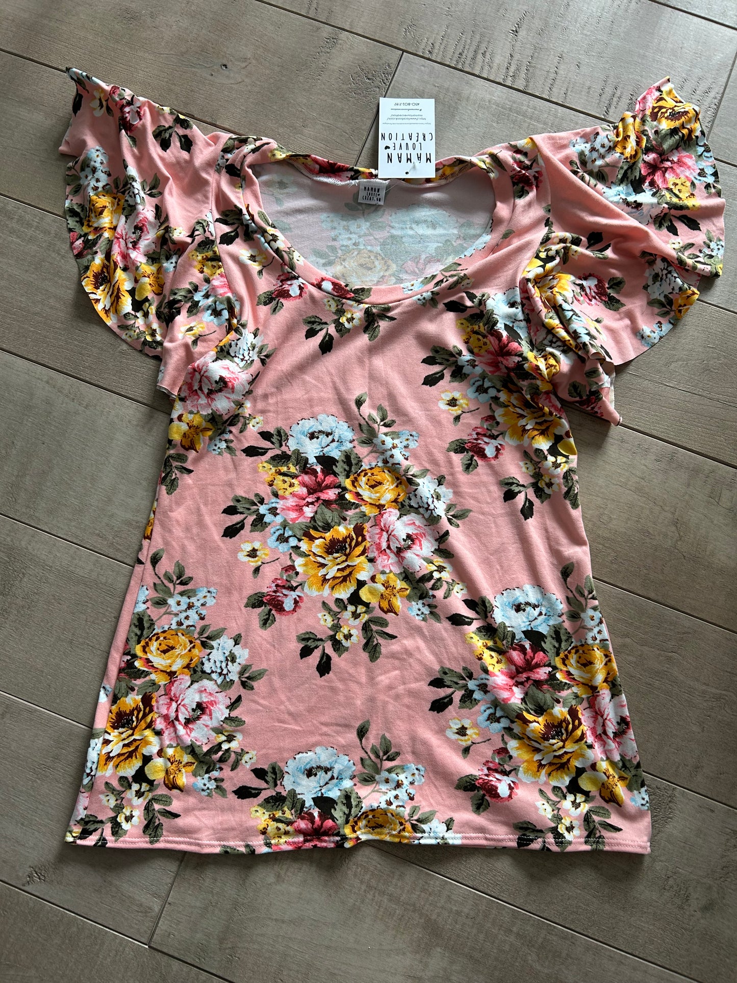 camisole a froufrou fleuri rose xxs