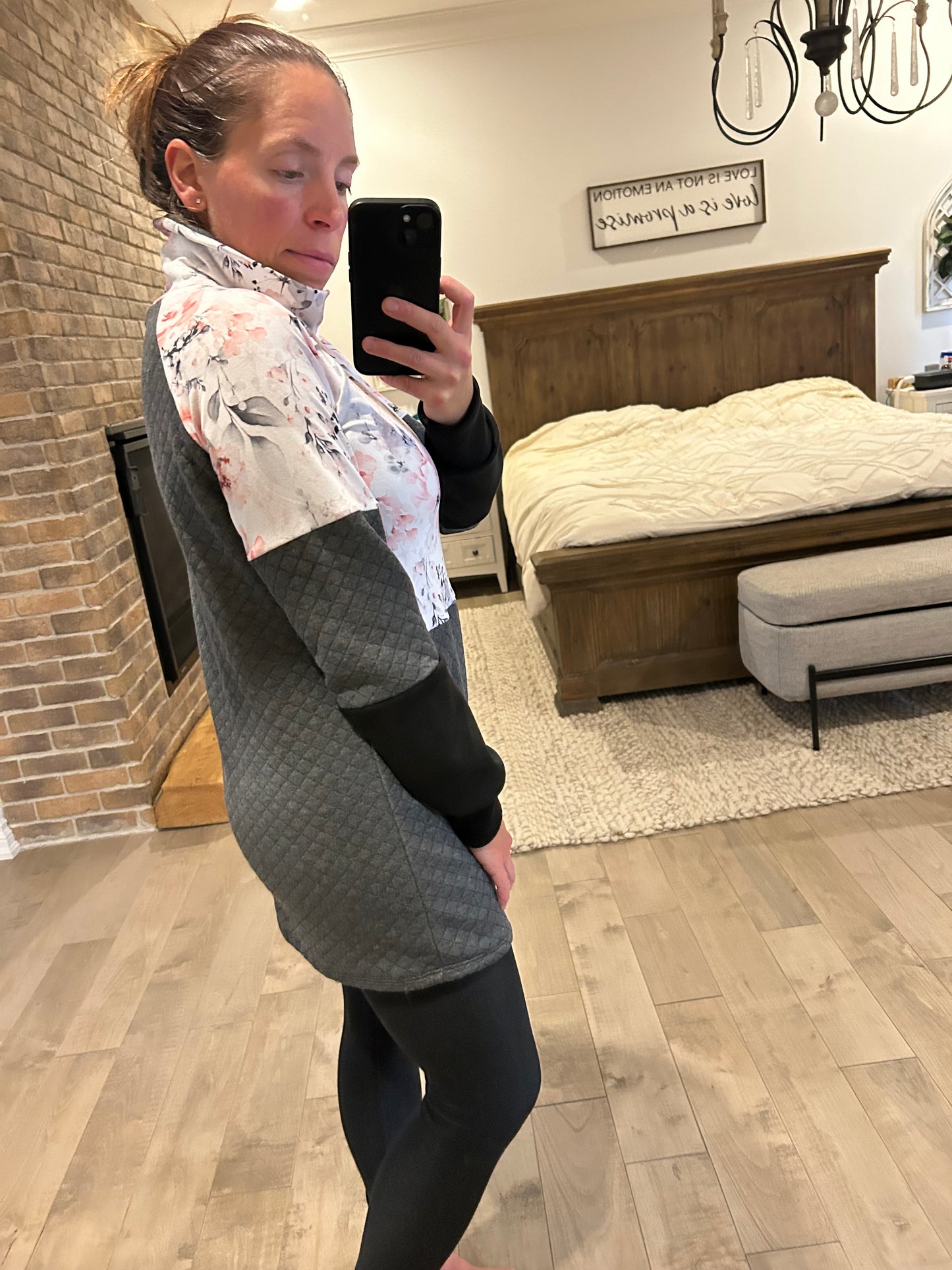 tunique matelassé et manche suédine