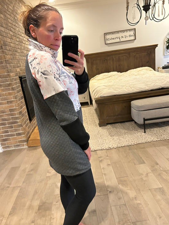 tunique matelassé et manche suédine