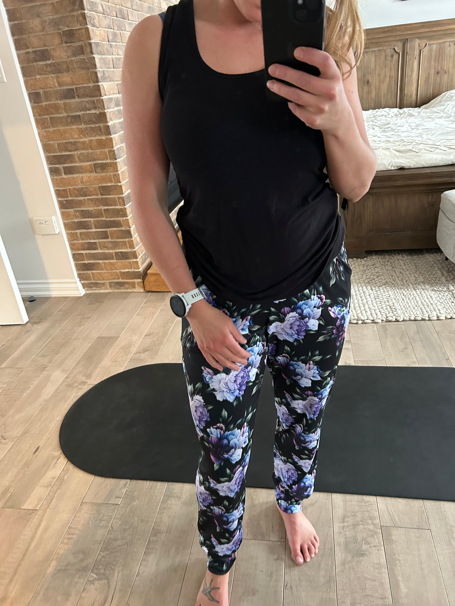 jogging fleuri mauve