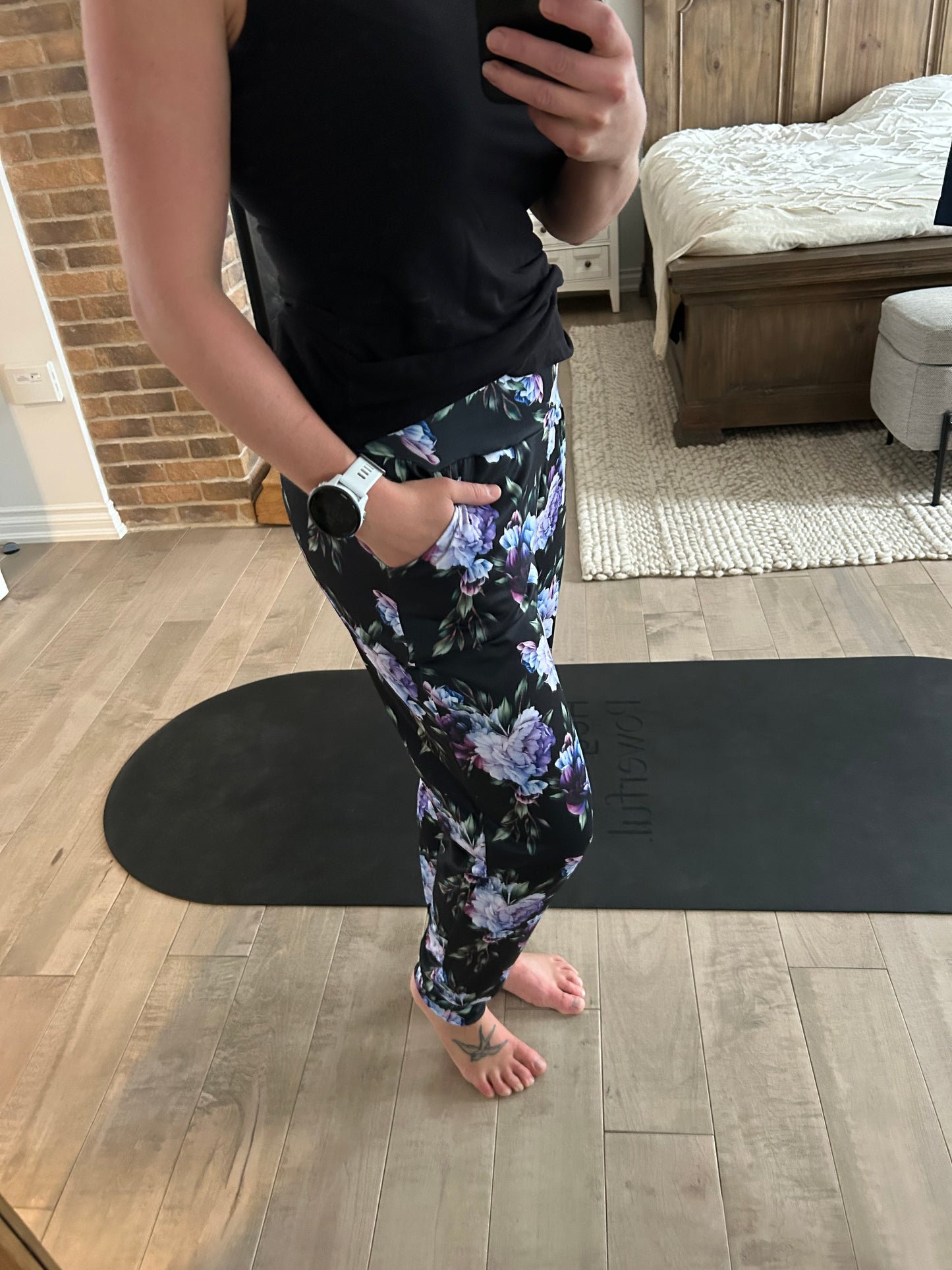 jogging fleuri mauve