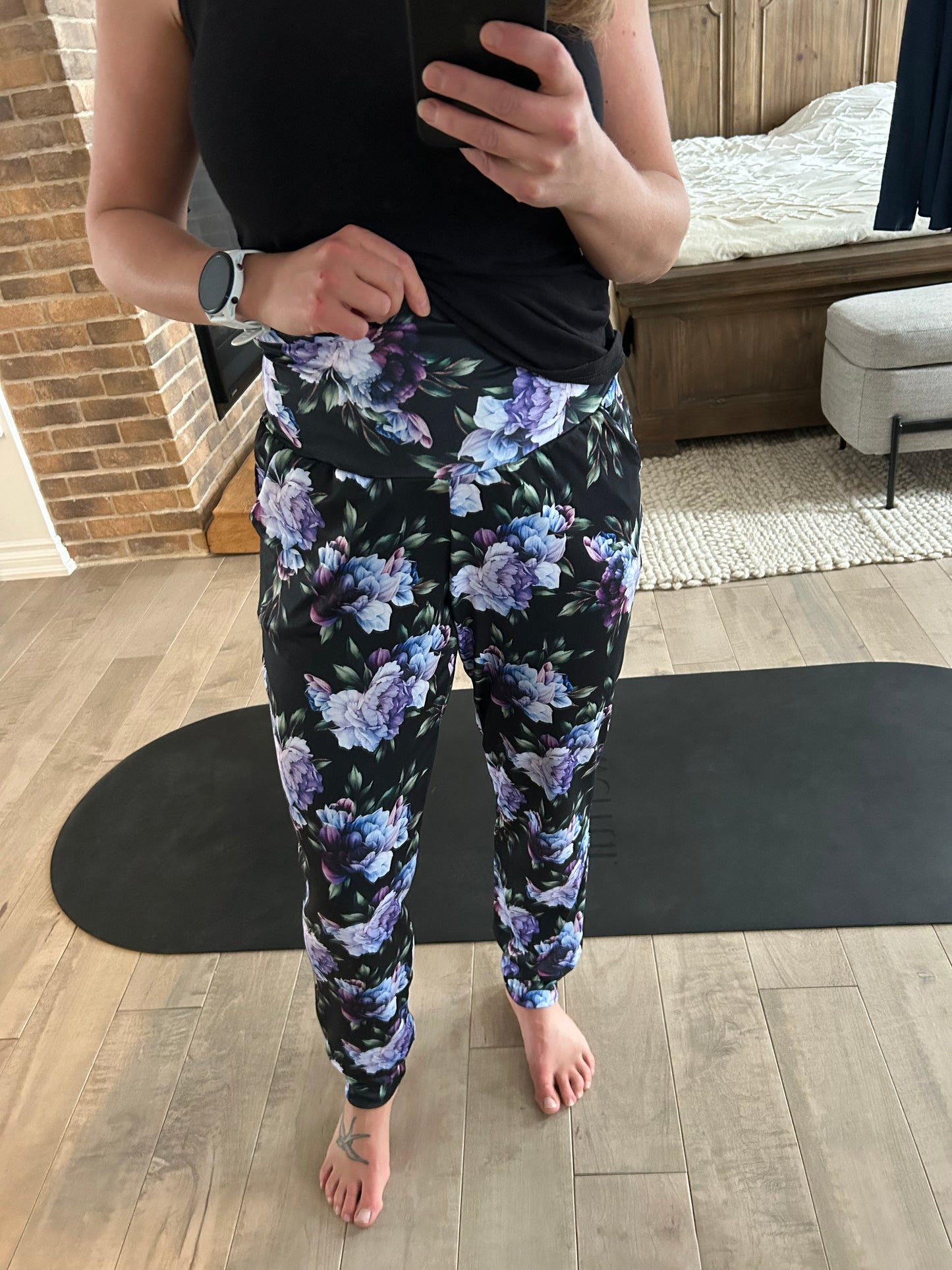 jogging fleuri mauve