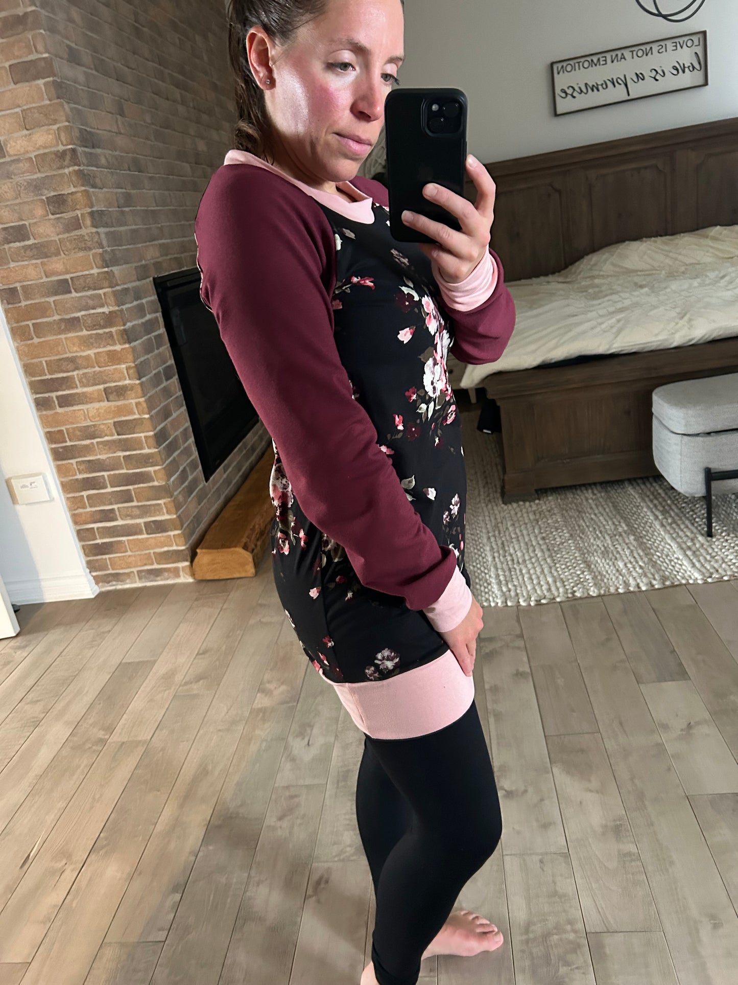 Tunique fleuri rouge et rose