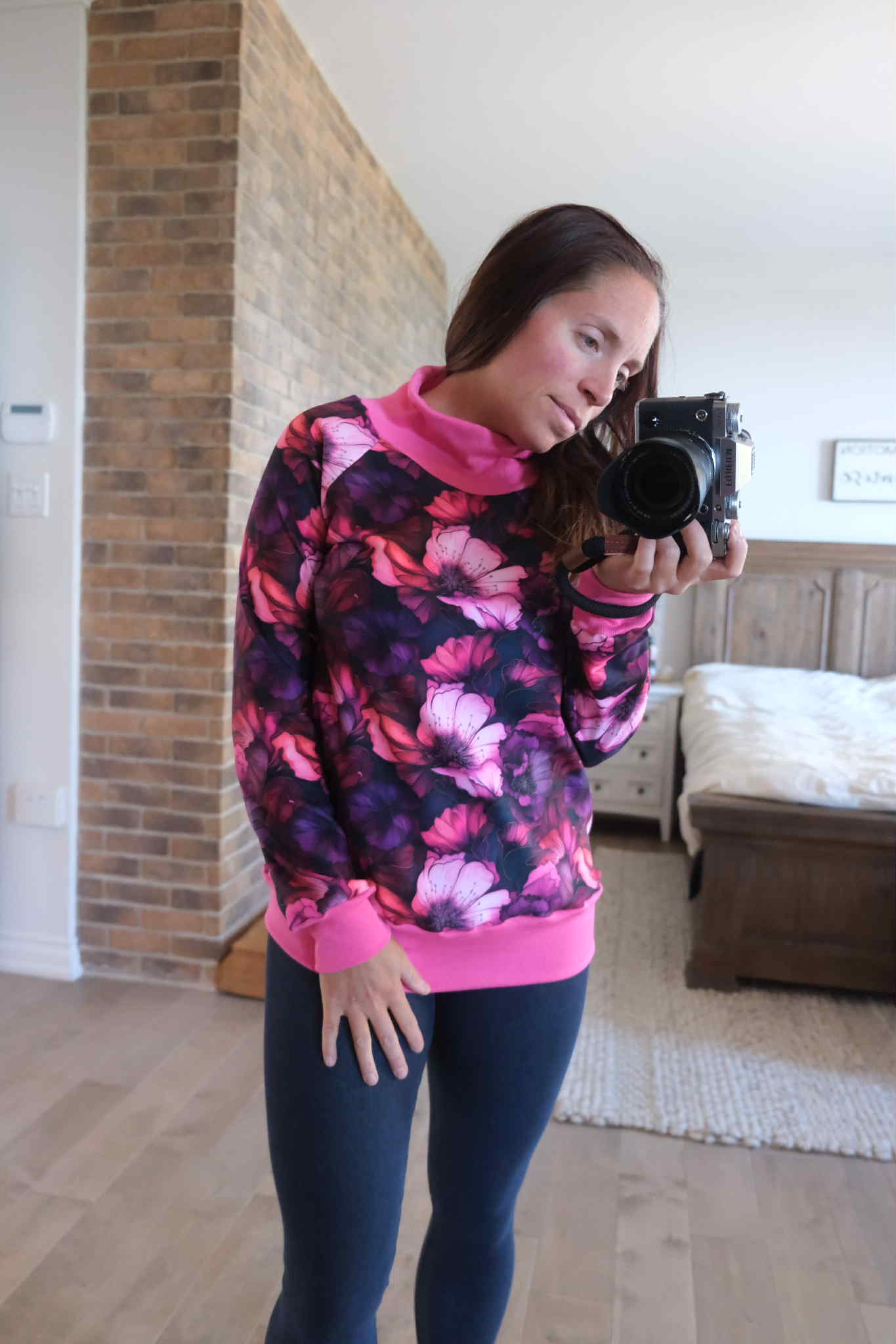 Tunique squish fleuri rose