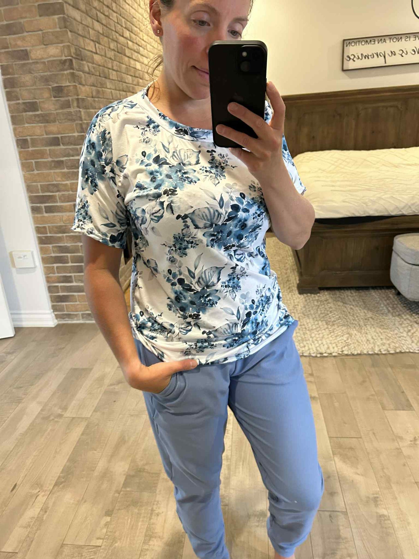 Jogging simili jeans bleu pâle