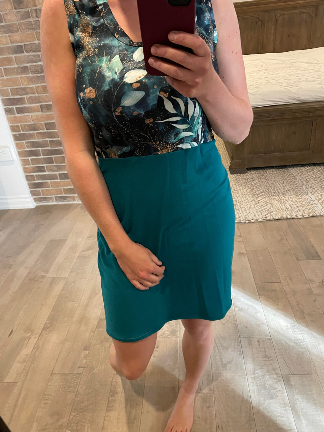 camisole sarcelle et son fleuri