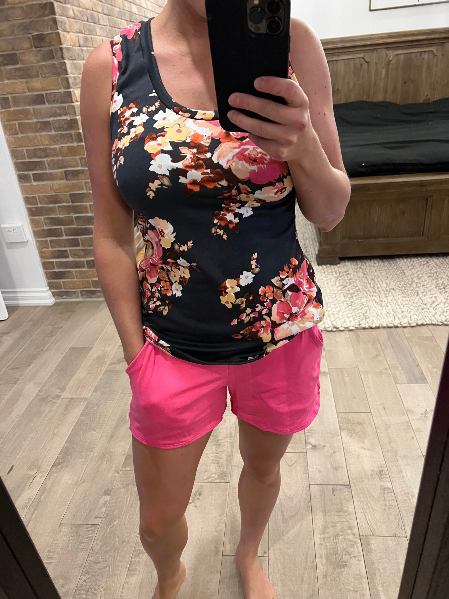 short bambou de coton rose flash - Maman louve création