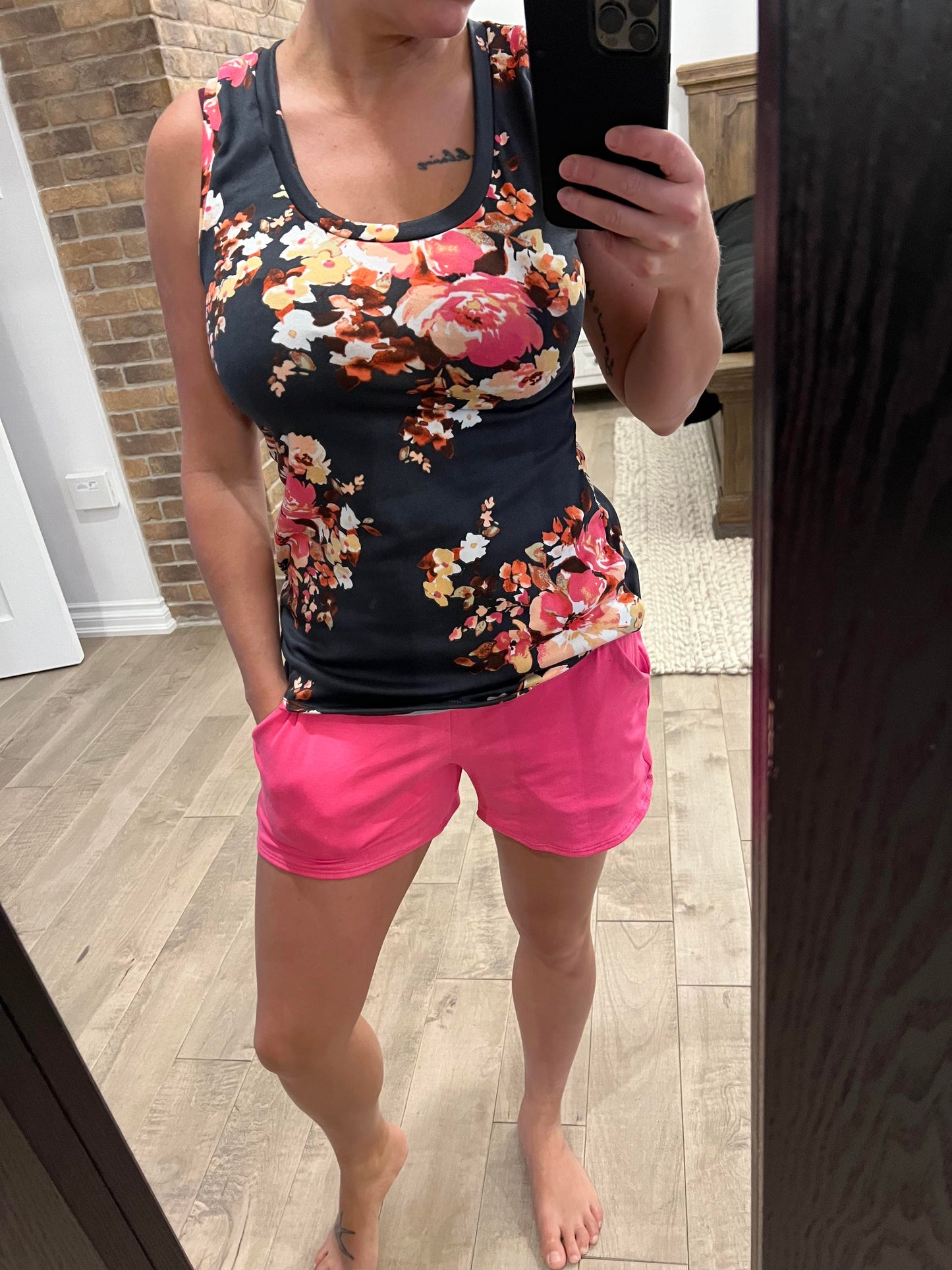 short bambou de coton rose flash - Maman louve création
