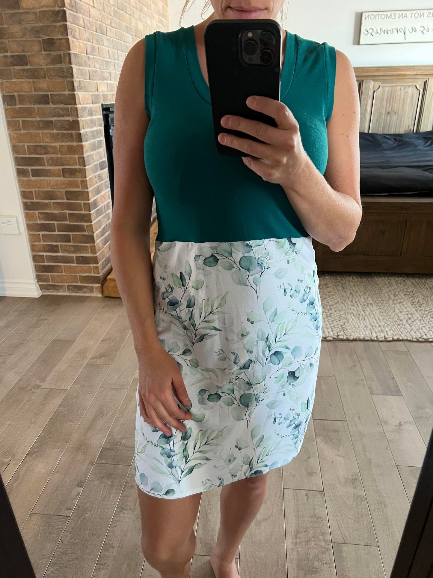 camisole longueur robe eucalyptus et sarcelle - Maman louve création