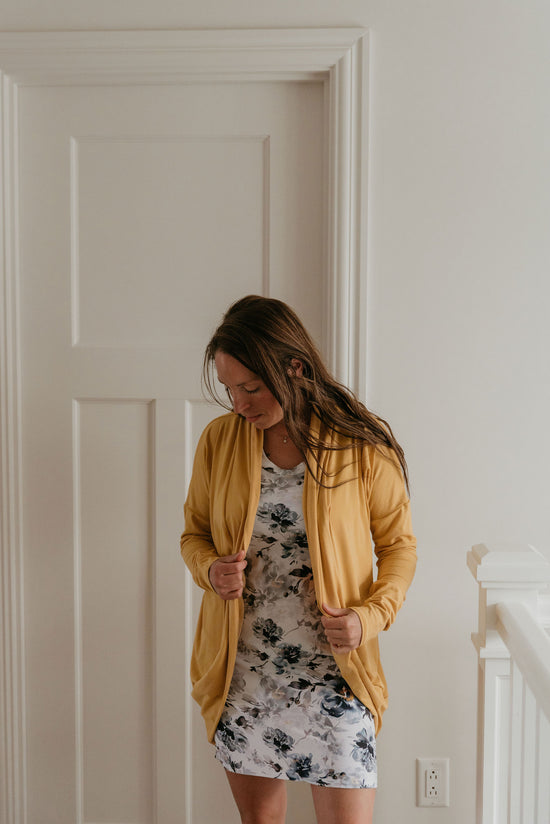 cardigan bambou de coton golden yellow - Maman louve création